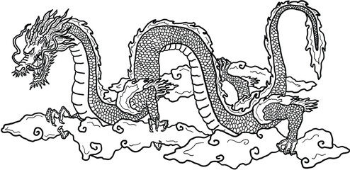 Chinese Traditional Dragon vector illustration hand drawing art happy chinese new year