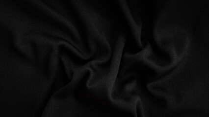 deep black fabric background copy space