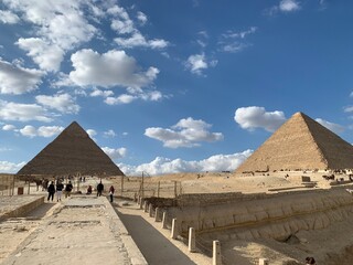 Fototapeta na wymiar the Pyramids of Khafre and Menkaure of Giza, Cairo, Egypt