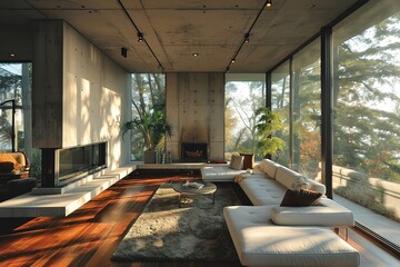 Modern concrete living room