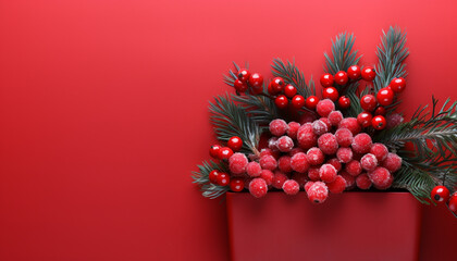 Winter celebration, gift of nature, December ornament generated by AI