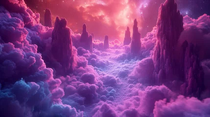 Fototapeten cinematic, ultra realistic photo of an ethereal landscape made of purple, pink © Xabi