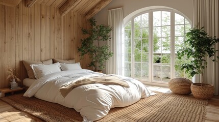 Scandinavian Style Bedroom Retreat - obrazy, fototapety, plakaty