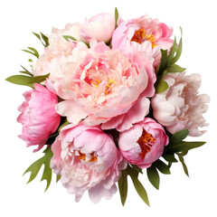 Wedding bouquet, suitable for the bride. A beautiful bouquet of peonies in various shades of pink - obrazy, fototapety, plakaty