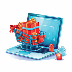 Online shopping and payment cartoon icon vector