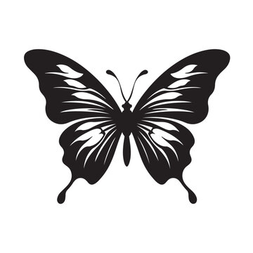 A black silhouette Butterfly set, Clipart on a white Background, Simple and Clean design, simplistic