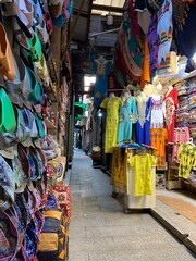 Local people visit the Khan al-Khalili bazaar. Famous for its lamps. The Khan is one of the largest...