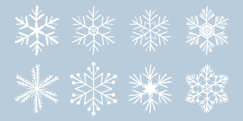 Fototapeta na wymiar White template snowflake. Isolated snowflakes icon, round mandala. Winter Holiday cartoon flat illustration. Merry Christmas and New year Vector. Hand draw style