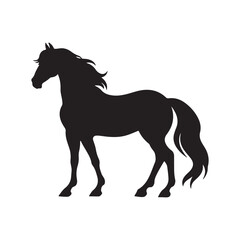 Obraz na płótnie Canvas A black silhouette Horse set, Clipart on a white Background, Simple and Clean design, simplistic