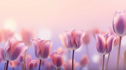 Flower background. Beautiful bouquet of pink tulips