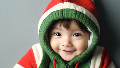 Smiling child in winter brings happiness and joy generated by AI