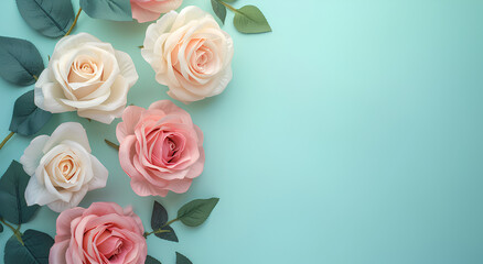 Mother Day and Women Day Abstract Background with Roses and Copyspace - obrazy, fototapety, plakaty