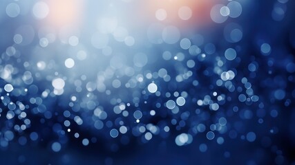 Ethereal Twilight: An Abstract Bokeh Background with Cool Blue Tones, Horizontal Poster or Sign with Open Empty Copy Space for Text 
