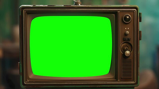 Classic Vintage TV set with green green zooming out.