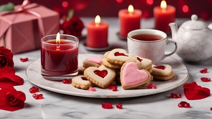 christmas cookies and red candle