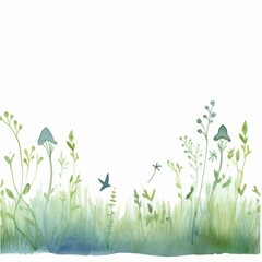 Aquarell einer Frühlingswiese Illustration
