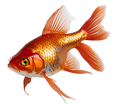 goldfish portrait design isolated on transparent background, generative ai