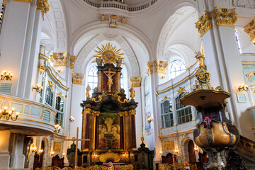 Interior of Saint Michael's Church in Hamburg, Germany