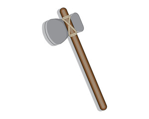 vector design of a felling or cutting tool made of wood and stone tied together which was commonly used in prehistoric times by ancient humans usually called a stone ax