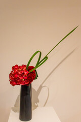 Japanese traditional ikebana flower decoration. Japanese art of flower arrangement