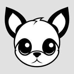 Cute dog vector black and white cartoon character design collection. White background. Pets, Animals.