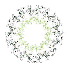 Vector floral pattern in a circle on a white background floral ornament