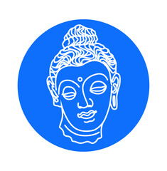 The lord buddha face illustration with line work