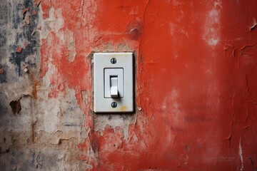 Light switch on red wall