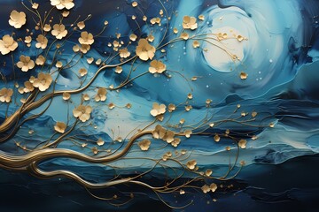 A dance of liquid silver and moonlit blues, captured in exquisite detail to create an enchanting abstract background texture with a touch of celestial allurer