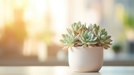 succulents in a pot with a smooth background