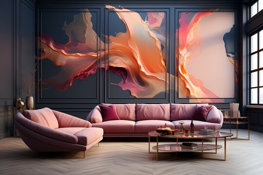 A dance of molten copper and rose gold, captured in high definition to create a lustrous and captivating abstract wallpaper with liquid elegance.