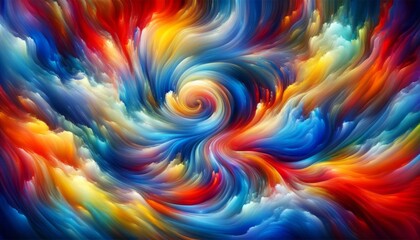 An entrancing abstract portrayal of a color vortex, where rich, vivid hues spiral inward with a sense of infinite depth and motion