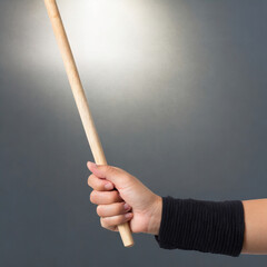 person holding wooden stick