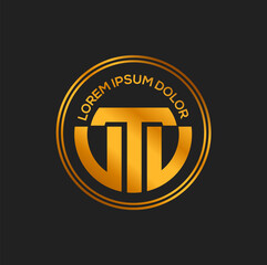 VTV brand name initial letters golden icon