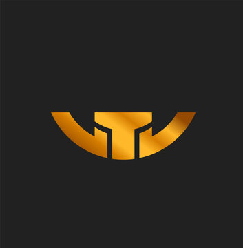 VTJ barnd name initial golden letters icon.