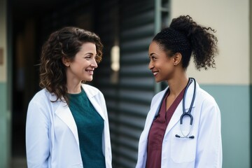Medical Professionals Sharing a Light Moment Outdoors