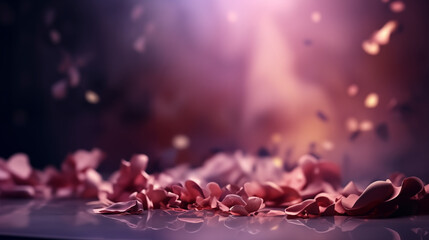 Pink background for exclusive products. Beauty flowers and lights.