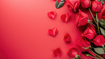 Fototapeta na wymiar Elegant Red Roses on Vibrant Background