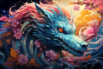 A mystical anime-inspired sea dragon with intricate scales and captivating colors, depicted in a stunning and enchanting anime aesthetic.