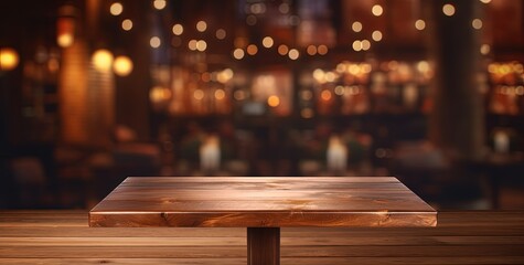 Coffee shop cafe or restaurant table perfect for product presentation with bokeh effekt background