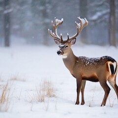 Naklejka na ściany i meble deer in snow