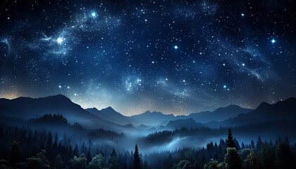 Fototapeta premium A mysterious winter night, illuminated by the glowing Milky Way generated by AI