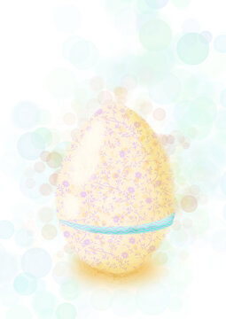 Ilustración huevo de Pascua en lápiz de grafito digital y acuarela. Felicitaciones, tarjetas o cartas. Sin fondo