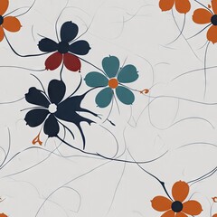 flowers on a branch. Abstract seamless pattern. AI generated.