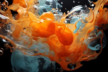 Celestial tangerine and aquamarine liquids dancing in perfect harmonyr