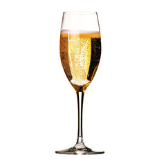 Champagne glass on transparent background. Generative AI.