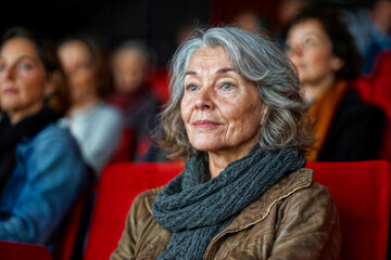 Engrossed Senior Woman at Theater Generative AI