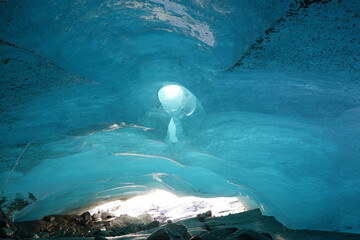 hole in ice cave of the Rhone Glacier