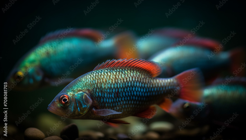 Poster colorful fish swim gracefully in a tropical underwater paradise generated by ai