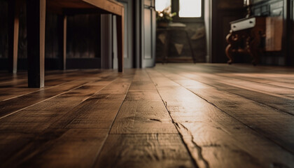 Wooden flooring adds elegance to the modern, empty living room generated by AI - obrazy, fototapety, plakaty